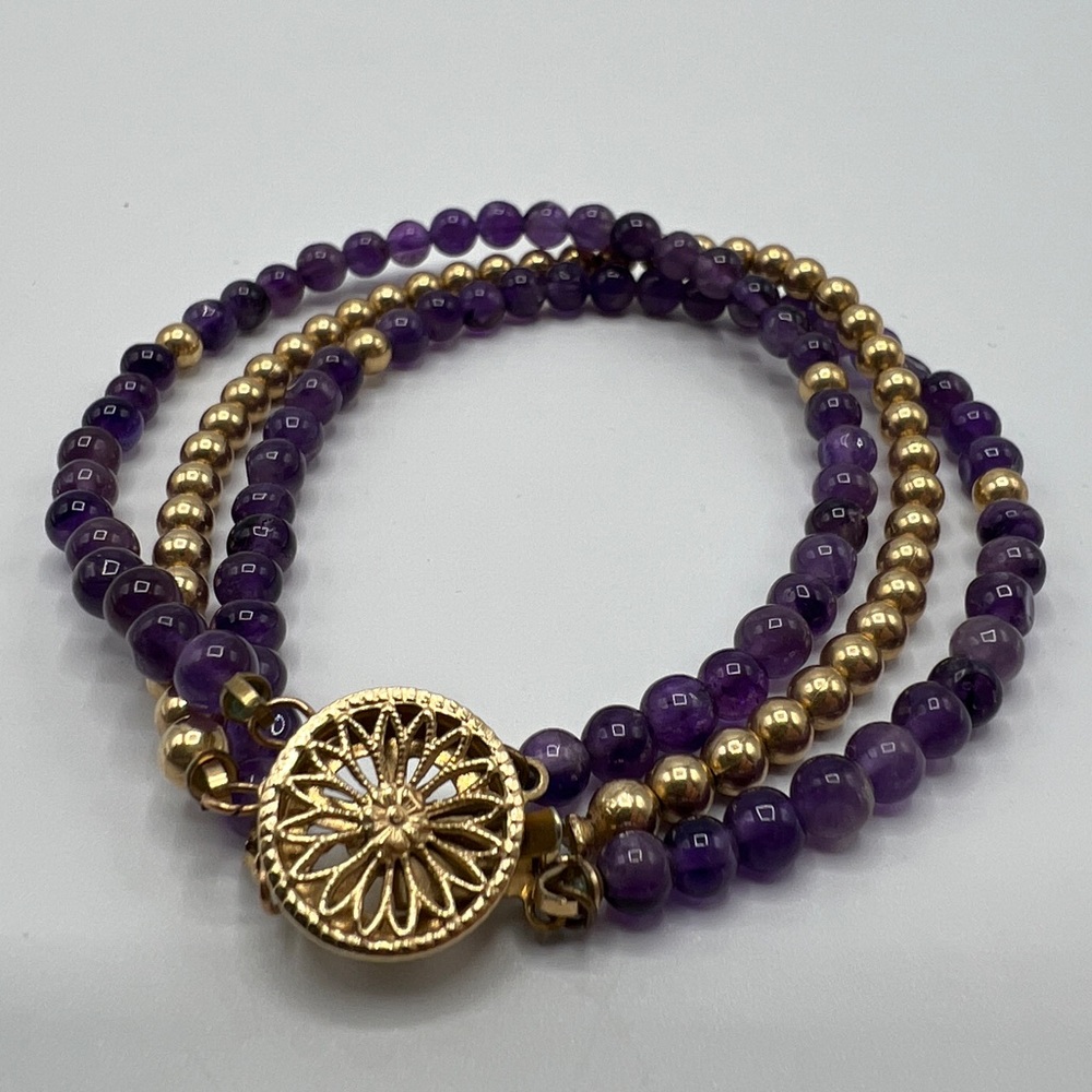 14/20 Gold Filled & Purple Beaded Bracelet